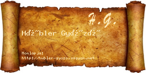 Hübler Győző névjegykártya